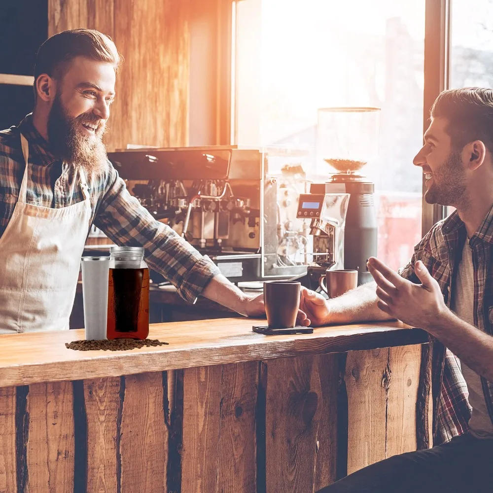 Description Picture 2 of item304 Stainless Steel Coffee Filter for Cold Brew Coffee Maker, for 32/64oz Wide Mouth Mason Jars,DIY Iced Juices Tea Drinkware