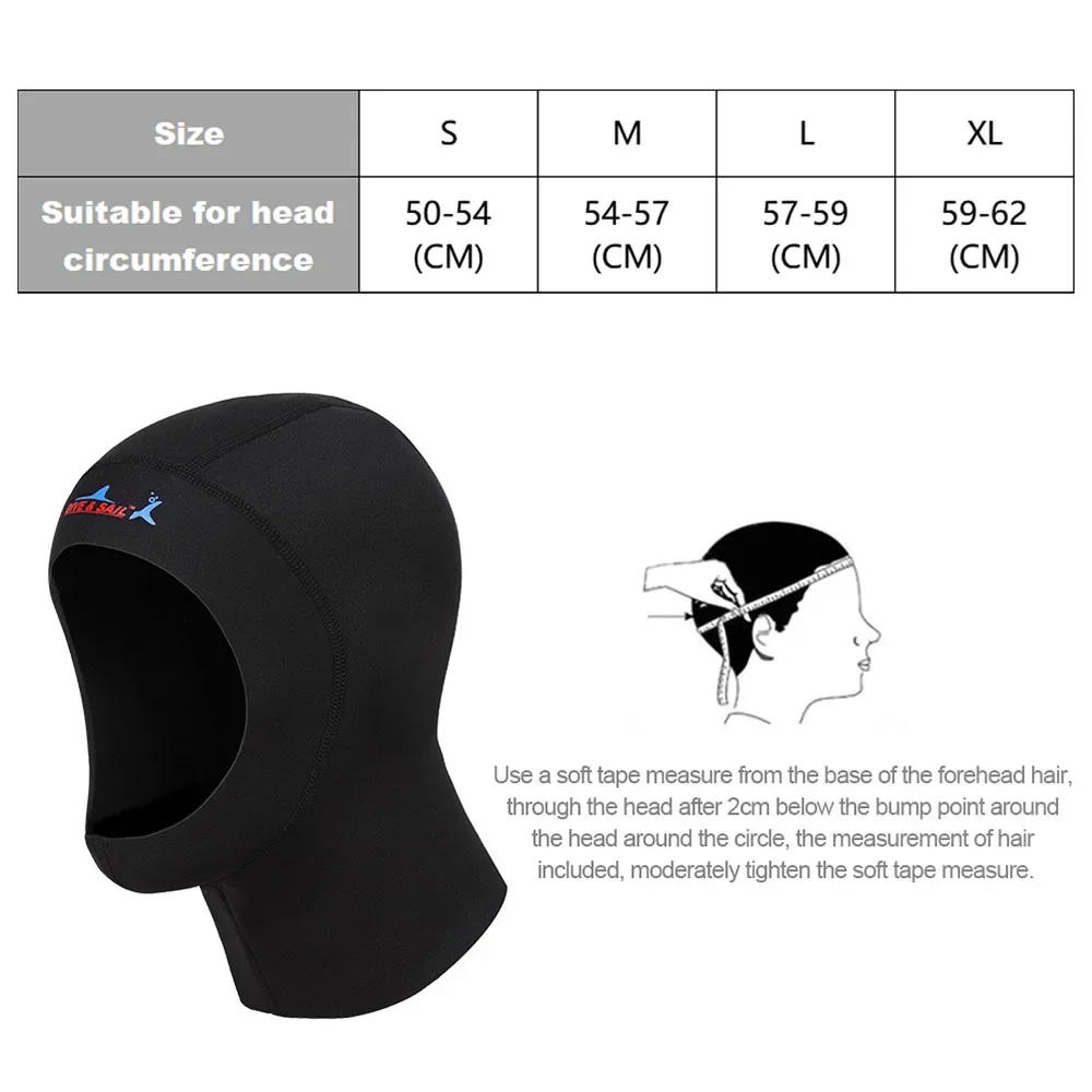 Description Picture 2 of item1MM Sun Protection Diving Caps Neoprene Rubber Surfing Winter Swimming Warm Hat Scuba Gorras Swim Caps for Women Buceo Gorros