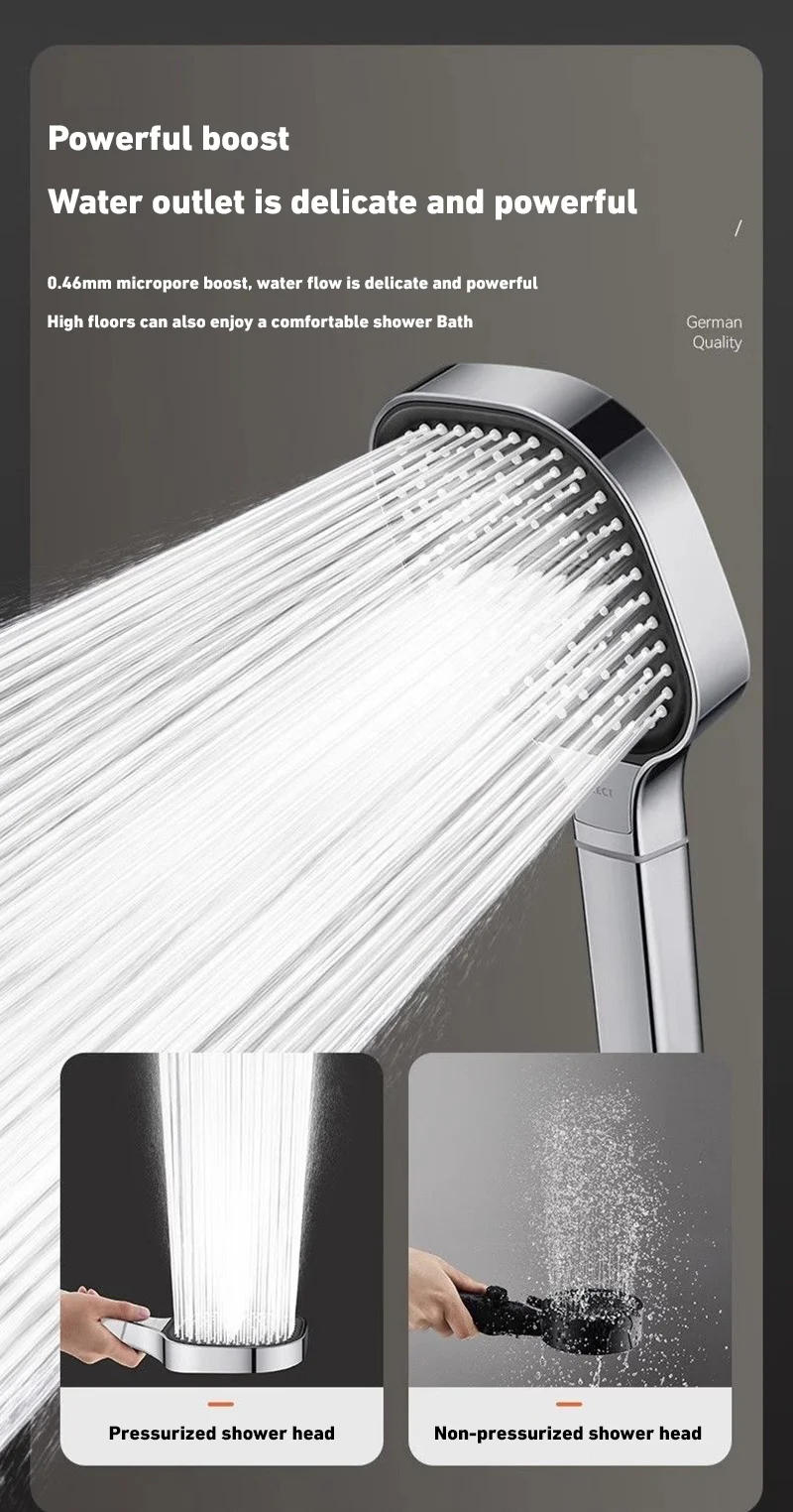 Description Picture 2 of item13cm Large Panel Nozzle 3 Modes Shower Shower Head High Pressure Water Massage Shower Head With Filter Element bathroom Sets