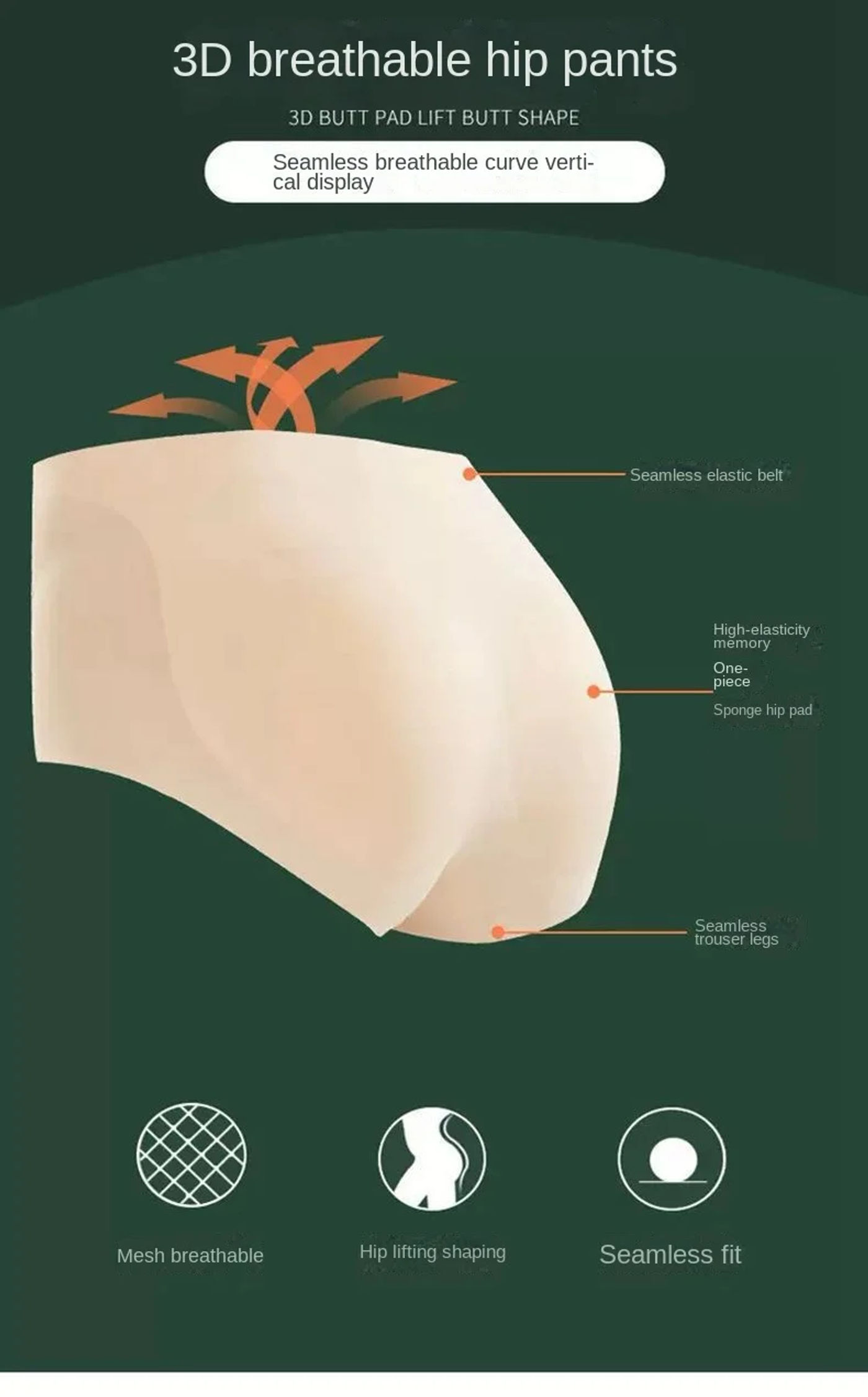Description Picture 3 of itemSummer Seamless Bodyshaper Panties Silicone Hip and Raises Butt Pads Push Up Briefs Big Ass Bum Lifter Sexy Buttocks Lingerie