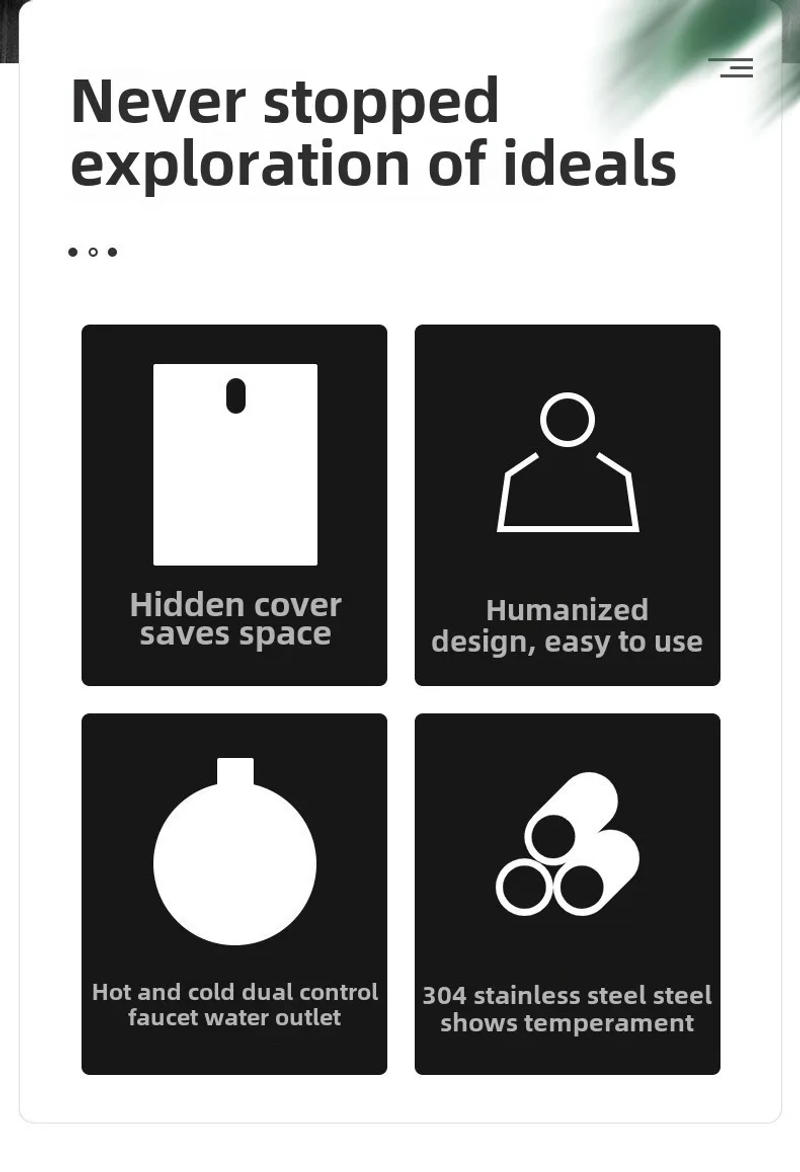 Description Picture 3 of itemKitchen 304 Stainless Steel Hidden Small Single Slot Sink, Island Bar with Cover, Invisible Folding Faucet Sink