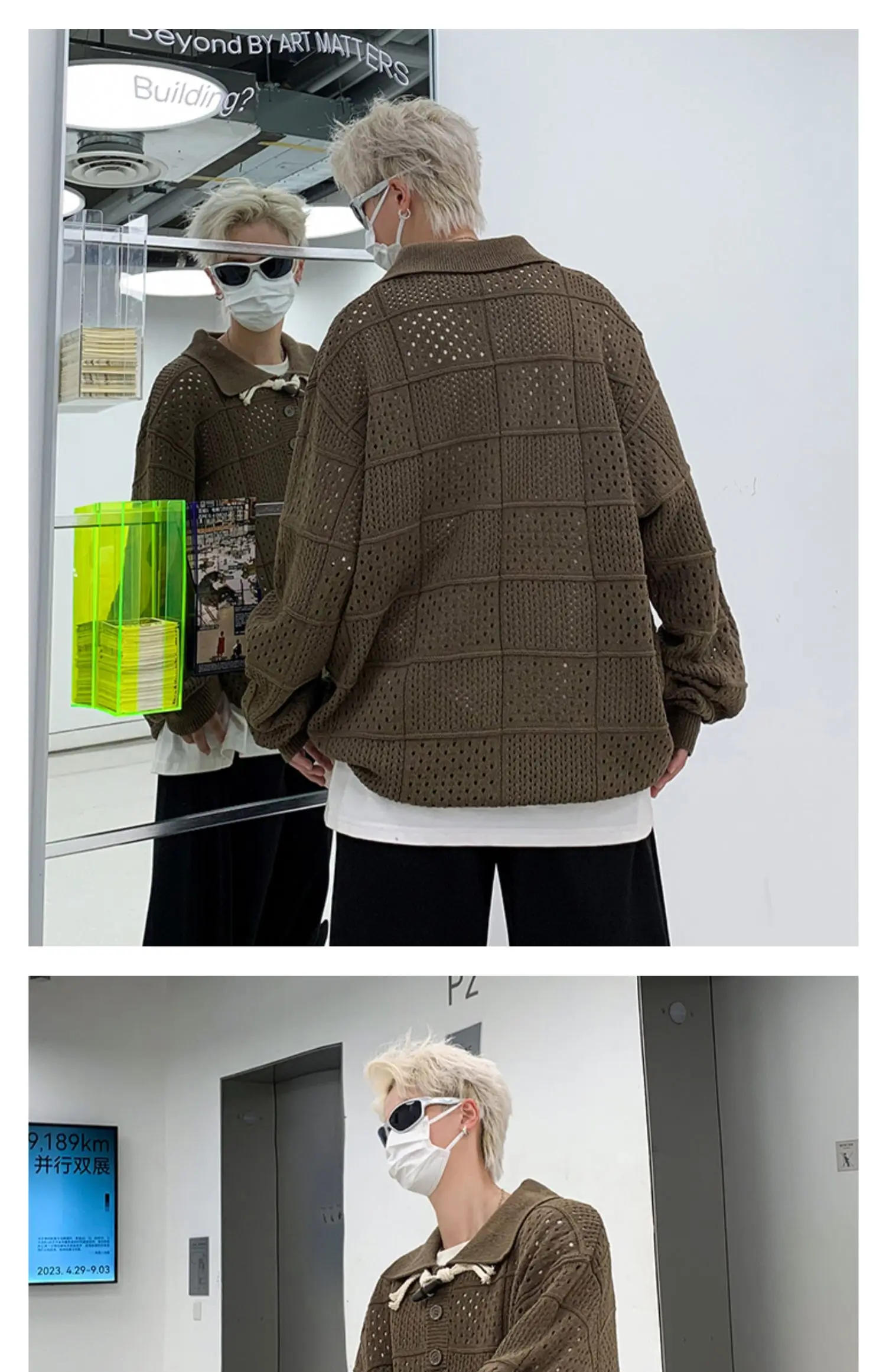 Description Picture 2 of item2024 Men Spring Autumn New Oversized Sweater Pullover Tops Male Streetwear Loose Knitwear Tops Mens Solid Color Jumpers S259
