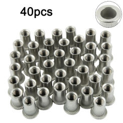 Automotive Decoration Rivet Nuts Stainless Steel 1/4\"-20 Thread Fastener Threaded Flat Head Insert Nut Rivnuts
