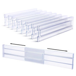 Drawer Dividers Organizers 8 Pack, Adjustable Kitchen Drawer Storage, Clear Plastic Drawers Separators for Clothing