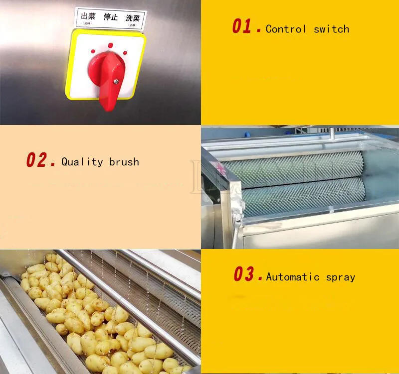 Description Picture 6 of itemProfessional Onion Peeling Pumpkin Potato Ginger Fruit Roller Washer Cleaner Vegetable Brush Washing Peeling Machine