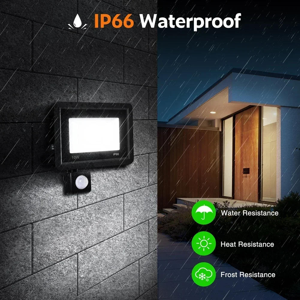 Description Picture 3 of itemLED PIR Motion Sensor Floodlight Outdoor Wall Light White Light 50W 30W 20W 10W IP66 Waterproof LED Spotlight For Garden