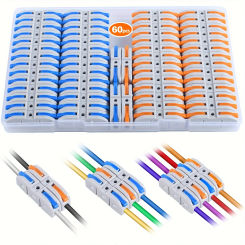 10pcs/60pcs Inline Wire Connectors Kit for Quick Connect, Push in Compact Splicing Electrical Connectors Butt Terminals