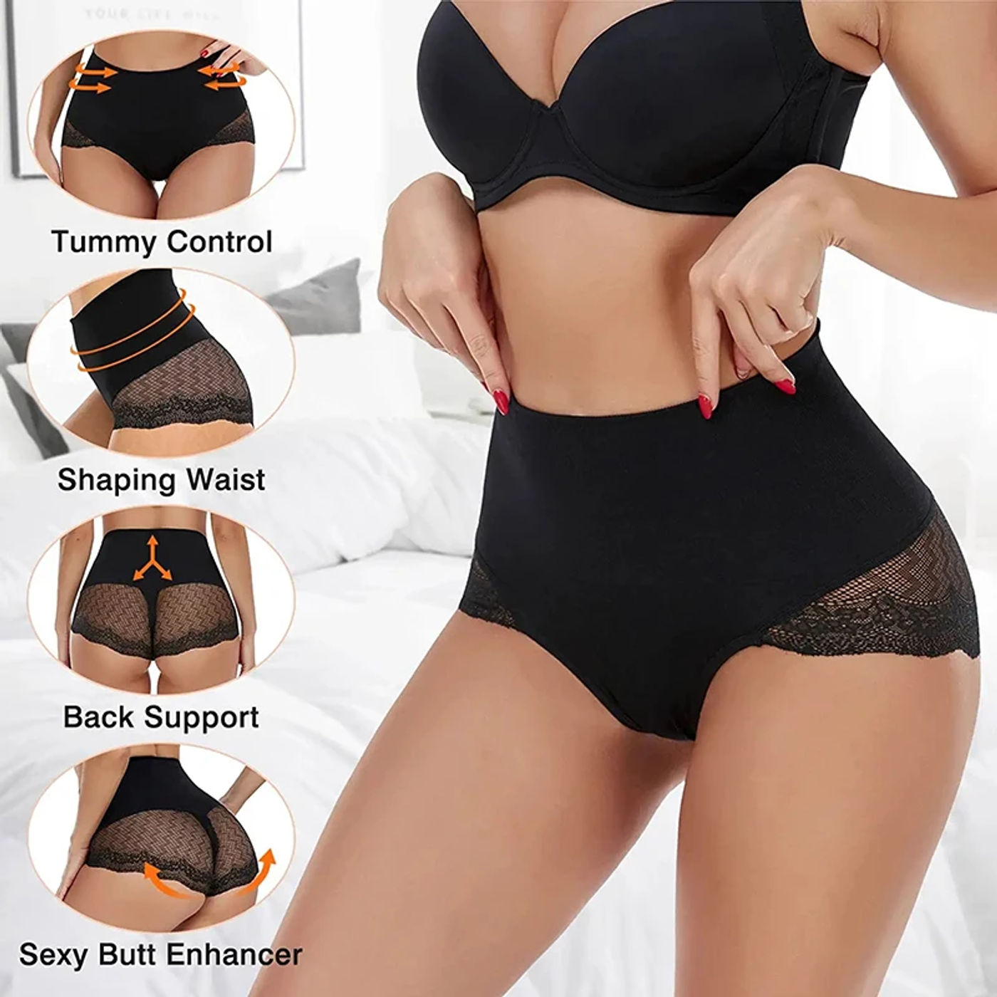 Description Picture 4 of itemTummy Control Panty for Women Shapewear High Waist Trainer Butt Lifter Slimming Body Shaper Corset Lace Shaping Briefs Seamless