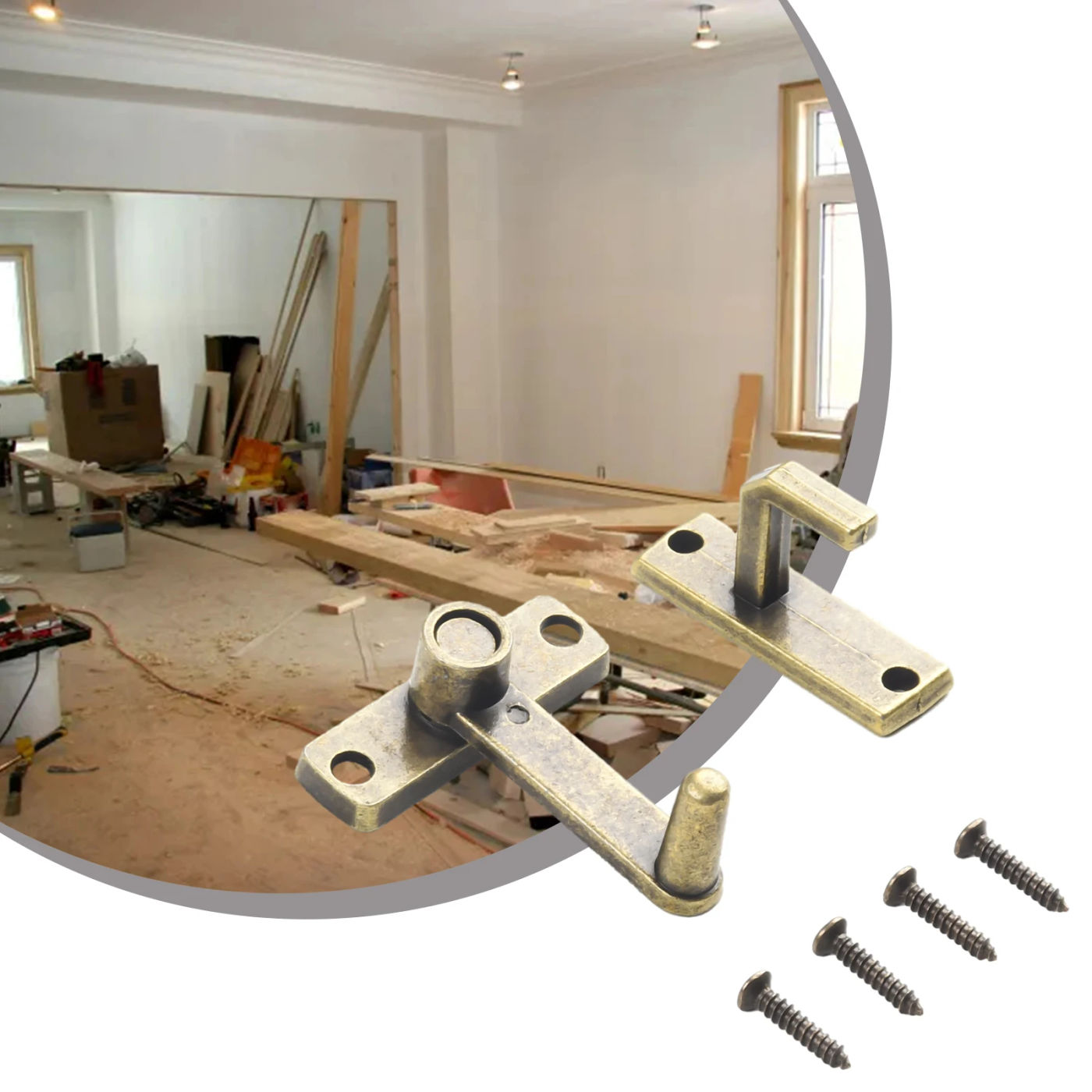 Description Picture 2 of itemDoor Latch Bolt With Screws Metal Sliding Door Buckle Latch Guard Latch Bolt Antique Wooden Box Door Latch Home Hardware