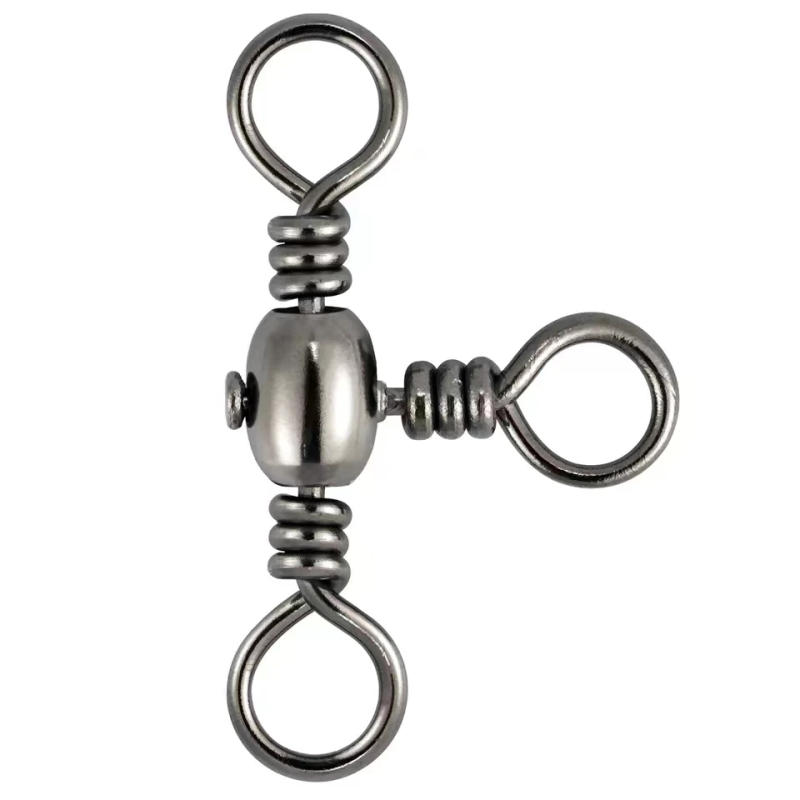 Description Picture 4 of item50PCS/Bag Fishing Accessories Black Nickel Plating Three-Prong Connector T-Swivel Sub-Line Splitter Outdoor Fishing Bazi Ring 50