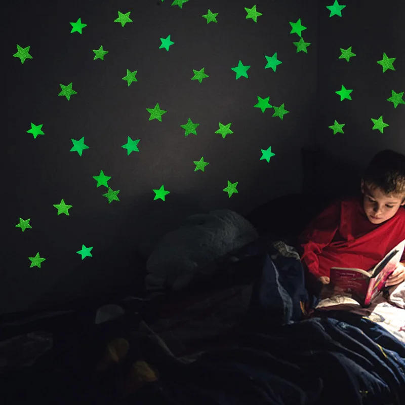 Description Picture 4 of item100pcs Glow in the Dark Star Wall Stickers Luminous Fluorescent Star Stickers Kids Baby Rooms Bedroom Ceiling Home Decor Decals