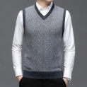 Men Wool Vest Waistcoat 2024 Spring Autumn V-Neck Man Sleevelesss Sweater Vest