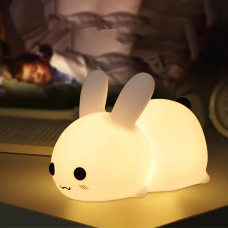 Description Picture 6 of itemCute Rabbit Night Lights Silicone Lamp USB Rechargeable Timing Bedside Room Home Decor nightlight Kids Baby Birthday Gift