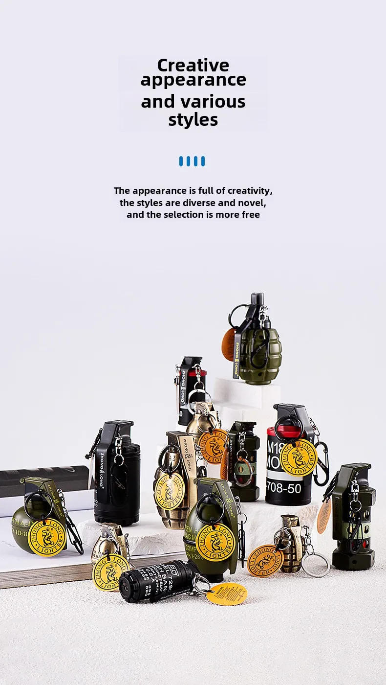 Description Picture 3 of itemMilitary Hand Grenade Model Gas Lighter, Windproof, Creative, Cigarette Accessories, Men's Small Gifts and Collections
