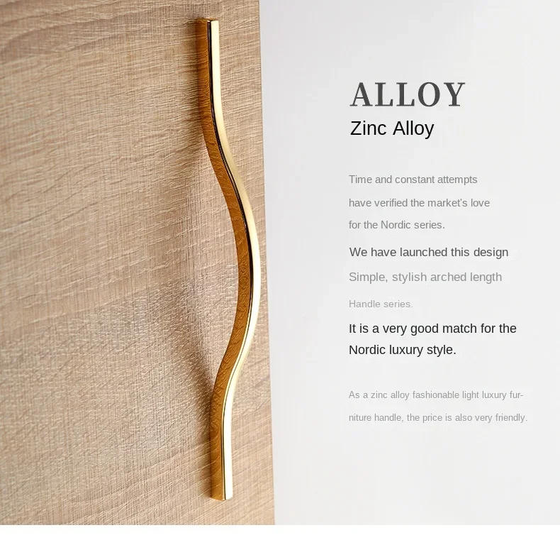 Description Picture 6 of itemSimple Black and Gold Zinc Alloy Cabinet Door Handle Curved Wine Cabinet Wardrobe Drawer Cabinet Handle Furniture Door