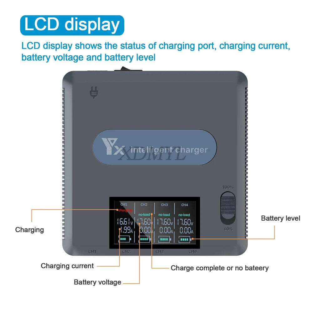 Description Picture 5 of item6 IN 1 Digital Display Battery Charger for DJI Mavic 3 Drone Battery Charging Hub Fast Smart Battery Charger Drone Accessories