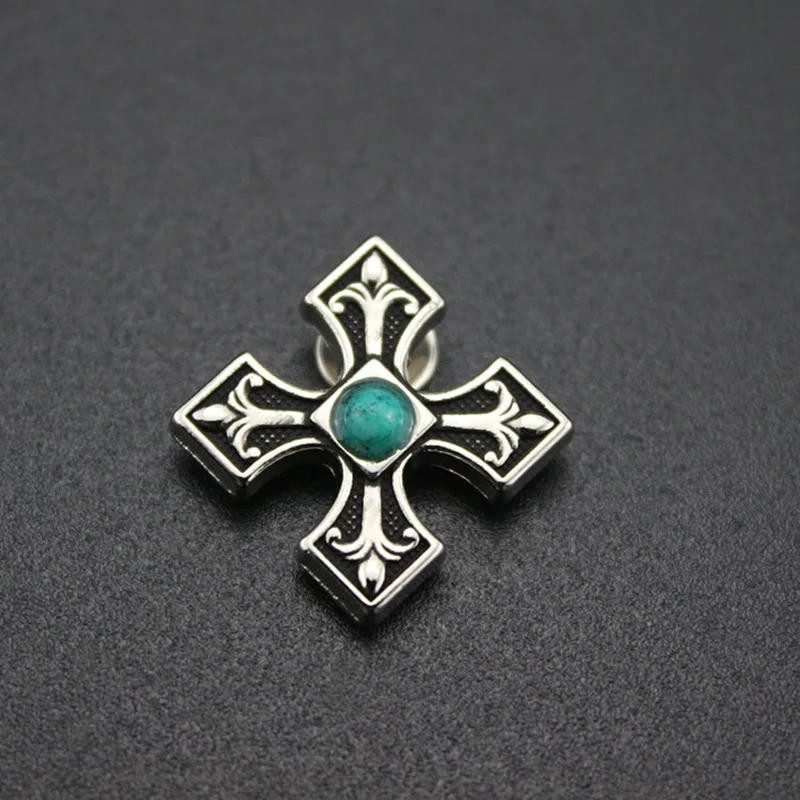 Description Picture 4 of item22mm Turquoise Cross Leather Decorative Buckle Conchos Button Leather Craft Goods Screw Back DIY Leathercraft Accessories