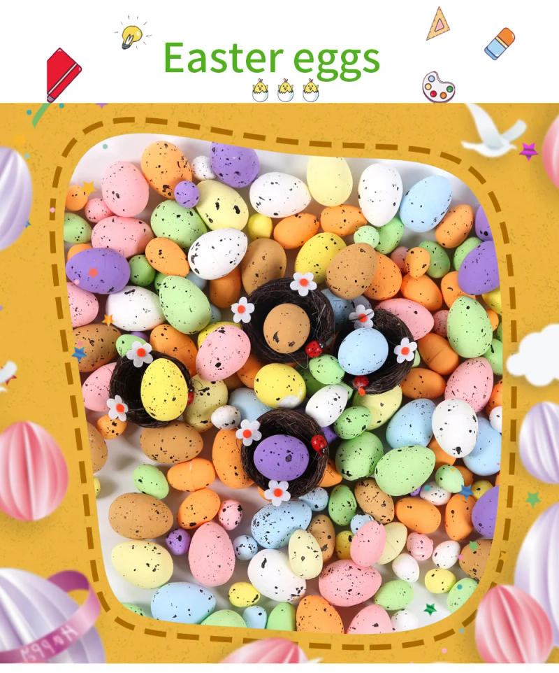 Description Picture 3 of item100PCS Pigeon Bird Eggs Easter Decorations For Home Colorful Foam Speck Artificial Eggs DIY Crafts Easter Party Wreath Ornaments