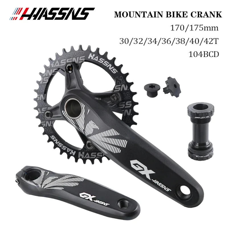 Description Picture 2 of itemHASSNS Crankset Mountain Bike Connecting Rods Mtb Cranks Arms For Bicycle Integrated Candle Pe 1 Crown 12 Speed 32/34/36/38T