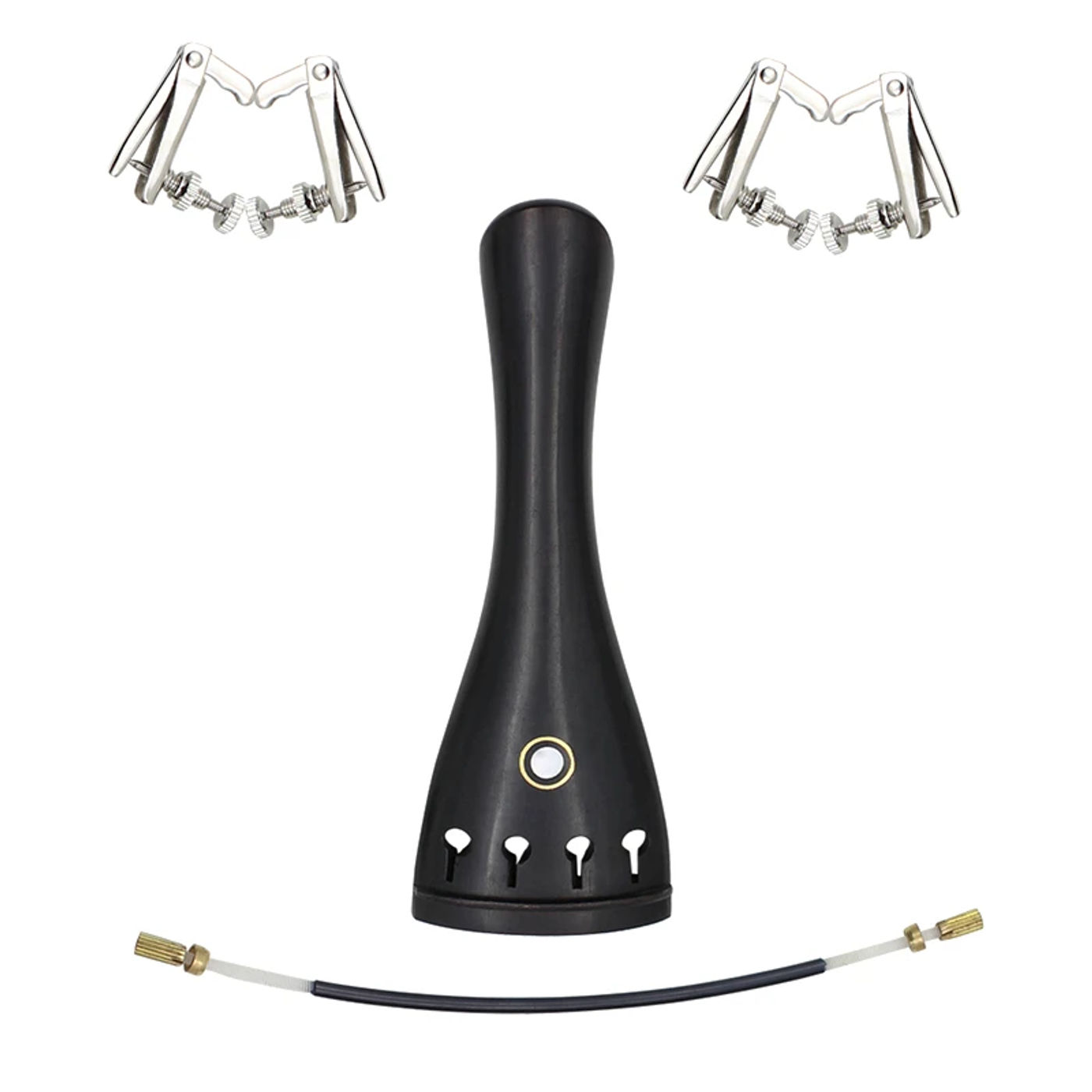 Description Picture 4 of item1pcs High quality Paris Eye inlay 4/4 3/4 1/2 1/4 violin tailpiece with tuners nylon Tail Gut ,violin parts accessories fittings