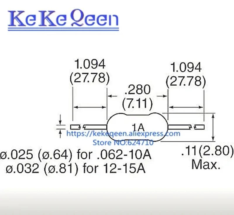 Description Picture 3 of item10Pcs 62mA-15A 2.4*7mm 0.125A 0.5A 1A 1.5A 1.6A 2A 3A 4A 5A 7A 10A 15A Axial Lead Fuse 125V DIP-2 Fast Blow PICO Resistance Fuse