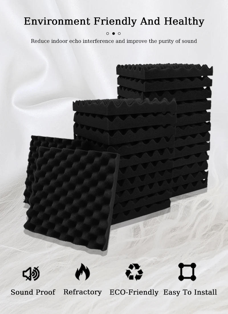 Description Picture 3 of itemTOUO Egg Cotton Acoustic Foam 6/12/24 Pcs Studio Sound Foams Acoustic Treatment Wall Soundproofing High Density Noise Insulation
