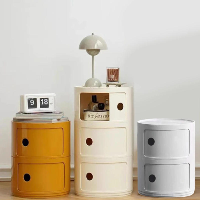 Description Picture 5 of item2/3 layer Nordic Round Bedside Table Bedroom Cute Storage Cabinet Creative Living Room Sofa  Nightstand Side Table Furniture