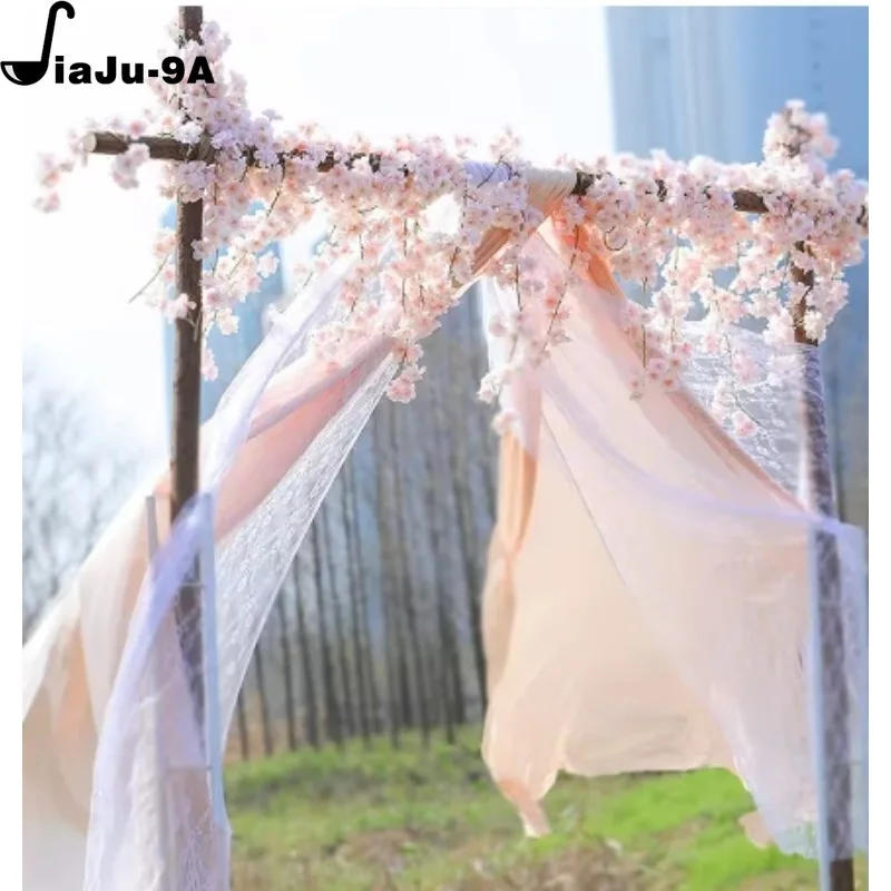 Description Picture 2 of itemPink Sakura Artificial Flowers Garland Cherry Blossoms Vines Garden Arch Decor Fake Flower Garland Wedding Party Home Decoration
