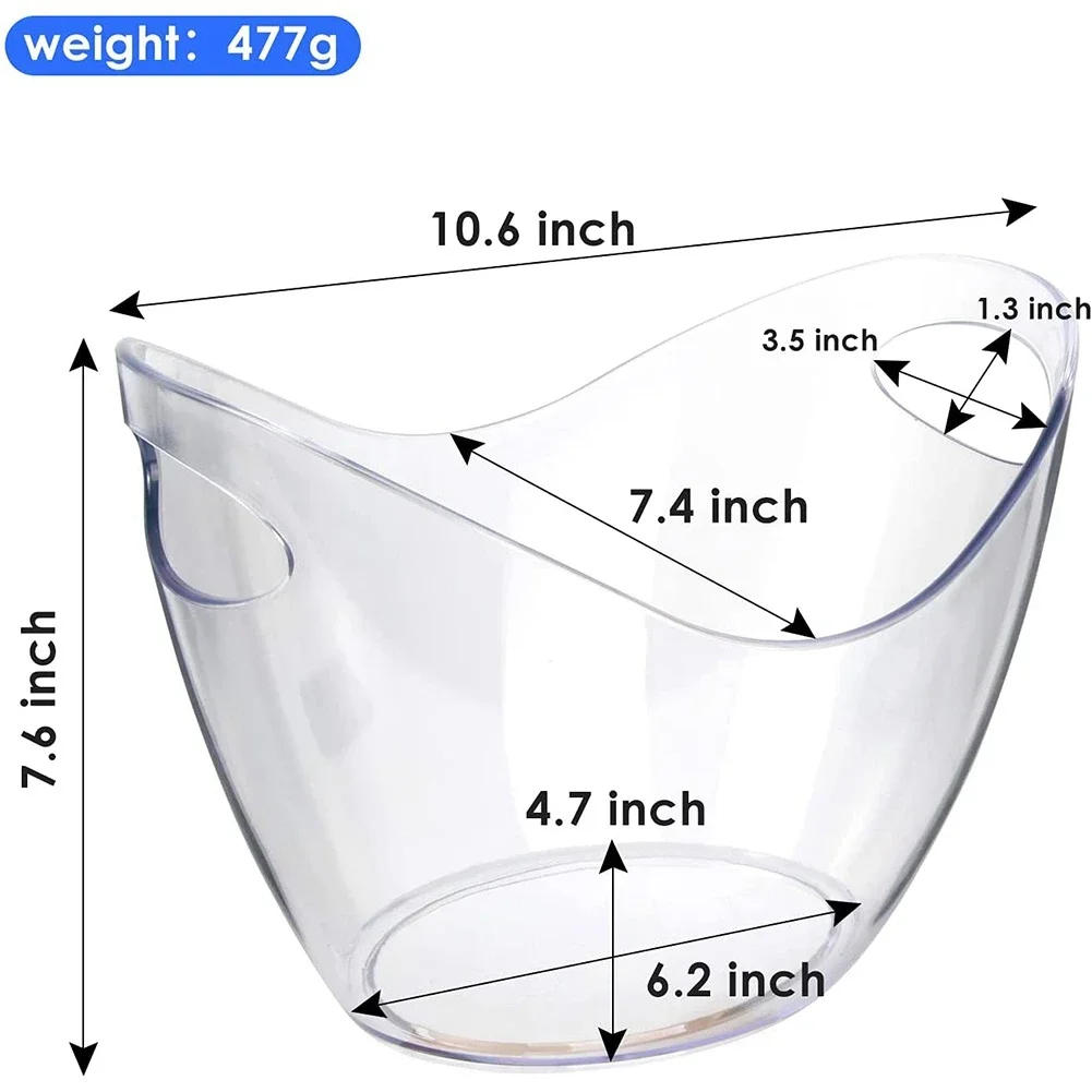 Description Picture 5 of item4L Ice Bucket with Handle Plastic Cooler for Champagne Cocktails Outdoor Picnic Pool Party Fruit Storage Bin for Drinks Chilling