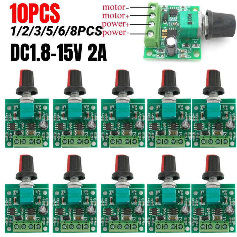 Description Picture 2 of item10-1PC DC 1.8V 3V 5V 6V 12V 2A PWM Motor Speed Controller Low Voltage Potentiometer PWM Adjustable Drive Module Switch Kit