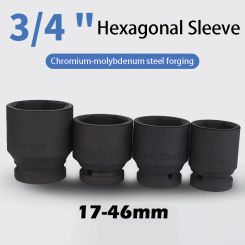17-46mm 3/4 Impact Wrench Socket Head Extended Hexagonal Wrench Heavy Duty Socket Mechanical Automotive Workshop Tools Hand Tool