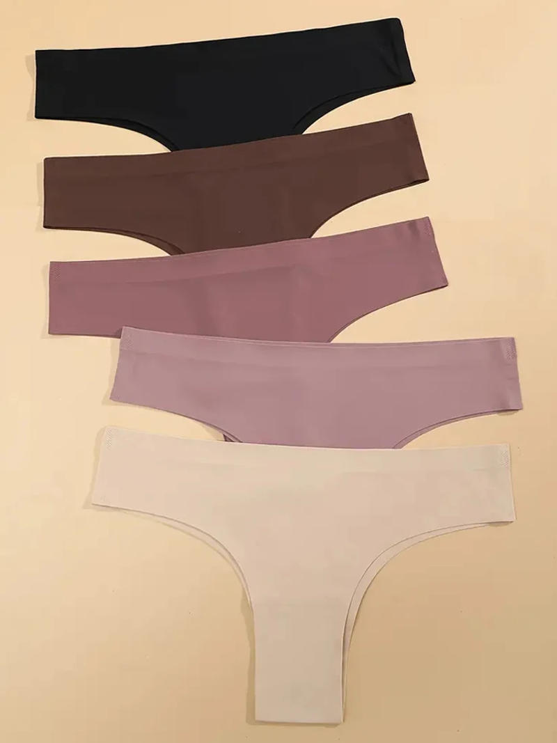 Description Picture 3 of itemFINETOO 5Pcs Seamless Stretch Brazilian Thongs Women's Panties Sexy Low Waist Invisible G-string Female Comfortable Lingerie New