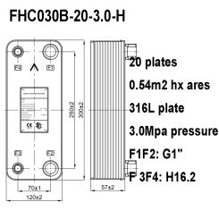 0.54m2 316L Stainless Steel 20 Plates 3.0 Mpa Pressure Brazed Plate Heat Exchanger