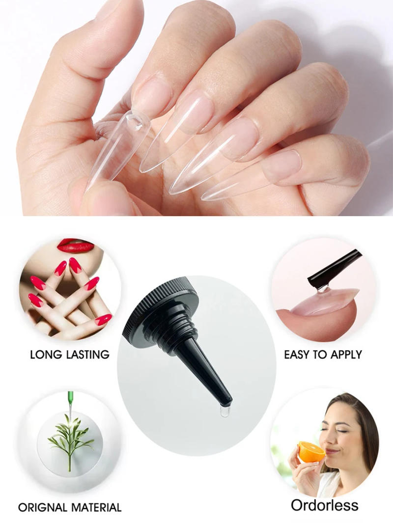 Description Picture 2 of itemJillnails 60ML Nail Glue Base Coat for False Nails Tips Rhinestones Gel 3 in 1 Clear Extra Strong UV LED Lamp