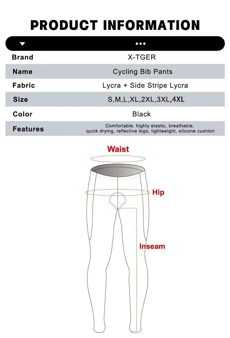 Description Picture 6 of itemX-TIGER Autumn Men's Cycling Bike Pants 5D Gel Padded Cycling Tight Pantyhose Outdoor Sports Cycling Mountain Road Bike Pants