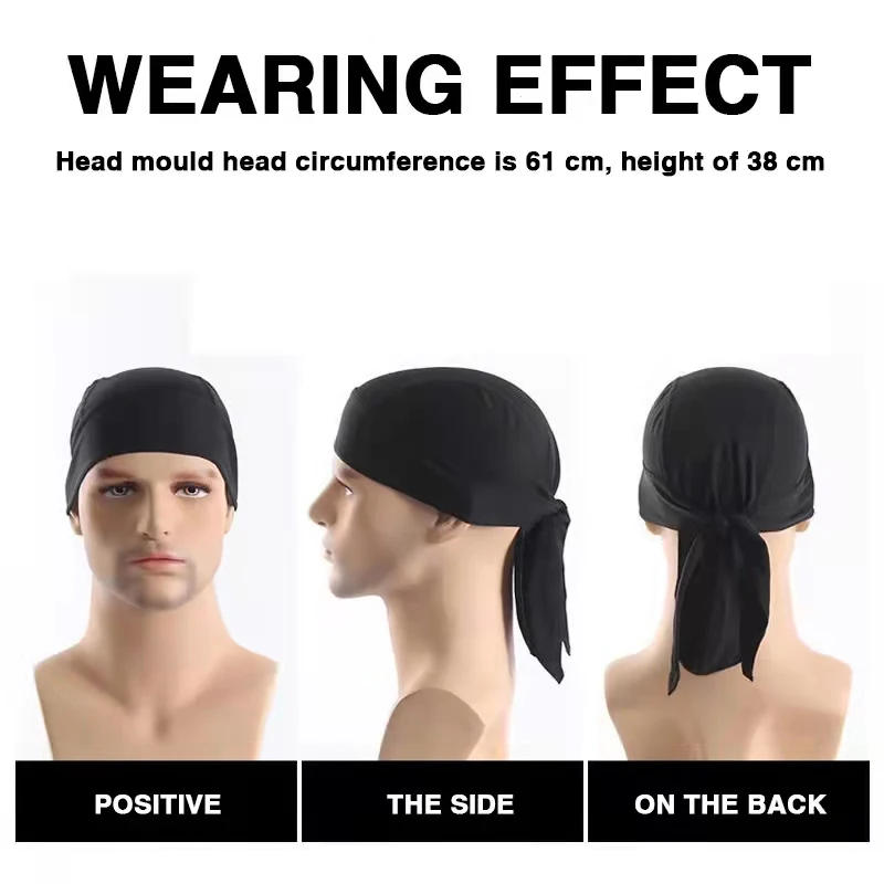 Description Picture 3 of itemMen Summer Quick Dry Cycling Cap Running Riding Hood Headband Head Scarf Breathable Bandana Man Pirate Hat Beach Small Caps