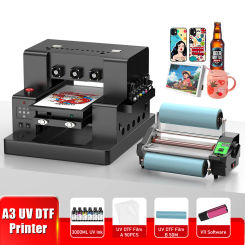 A3 UV Printer For L805 UV DTF Printing Machine With Laminator A3 A4 UV Flatbed Sticker Printer For Acrylic Metal Cylinder Glass