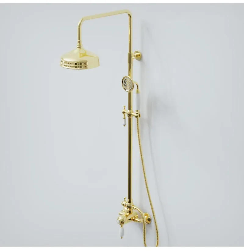 Description Picture 6 of itemBathroom Shower Set Wall Mounted Gold Single Lever Classical Faucet Bath & Mixer Tap Brass Shinning Gold