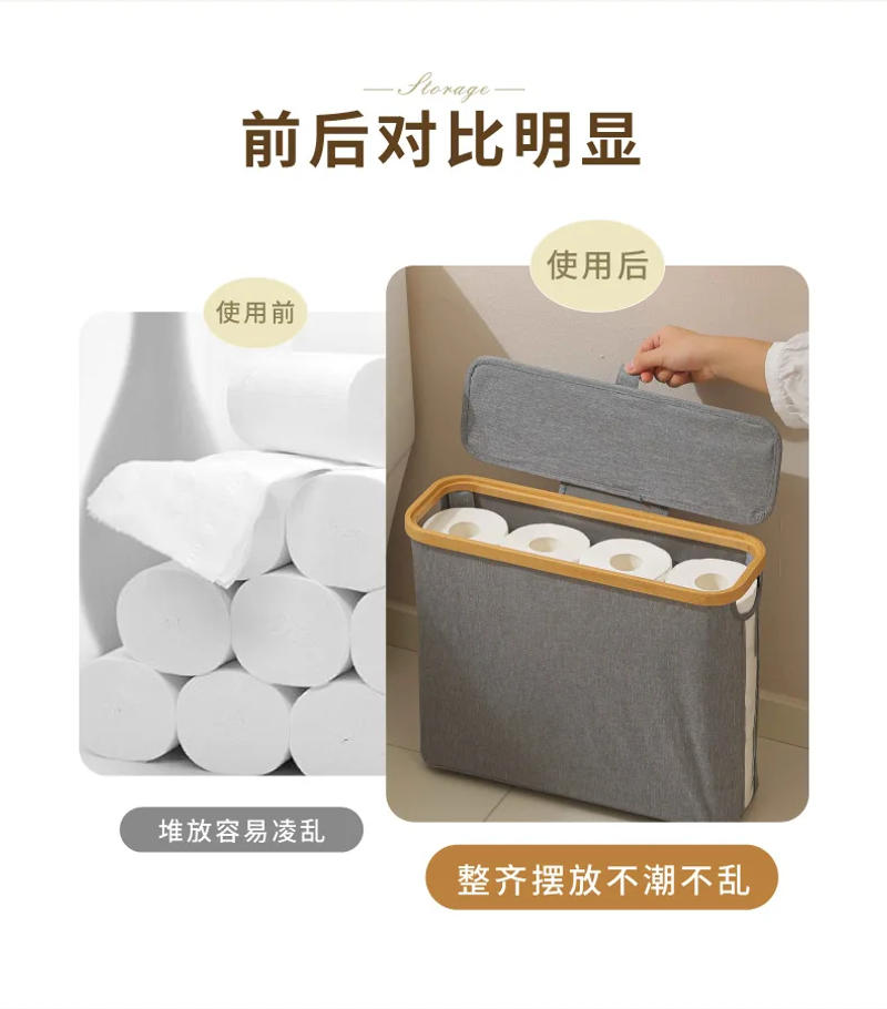 Description Picture 3 of itemOversized Toilet Paper Storage Basket - Foldable & Lid - Equipped, also for Dirty Clothes, Large Capacity