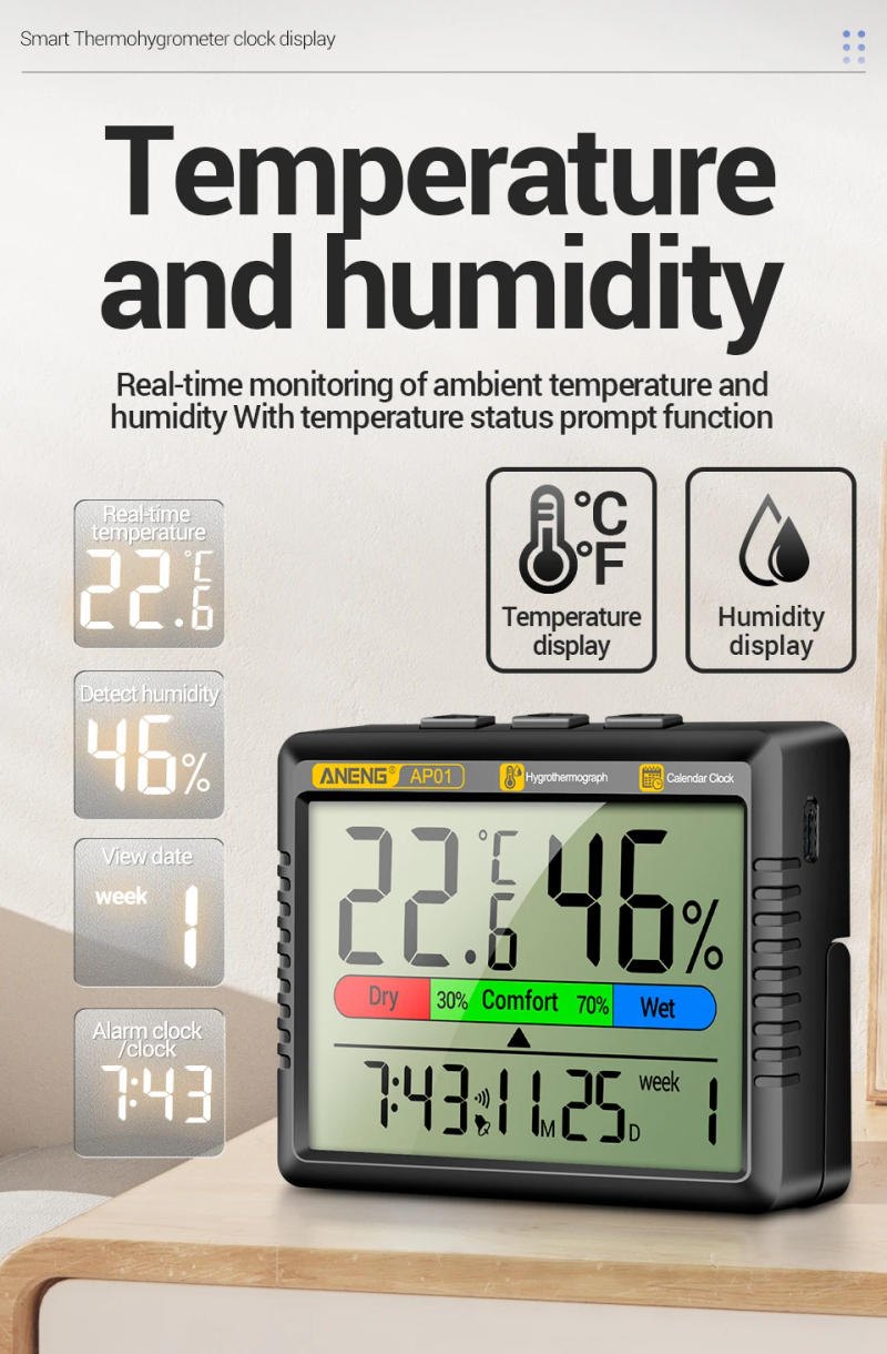 Description Picture 6 of itemANENG AP01 Moisture Meters Thermohygrometer  Multiscene Measurement High Definition  Digital Air Hygrometer  humidity meter