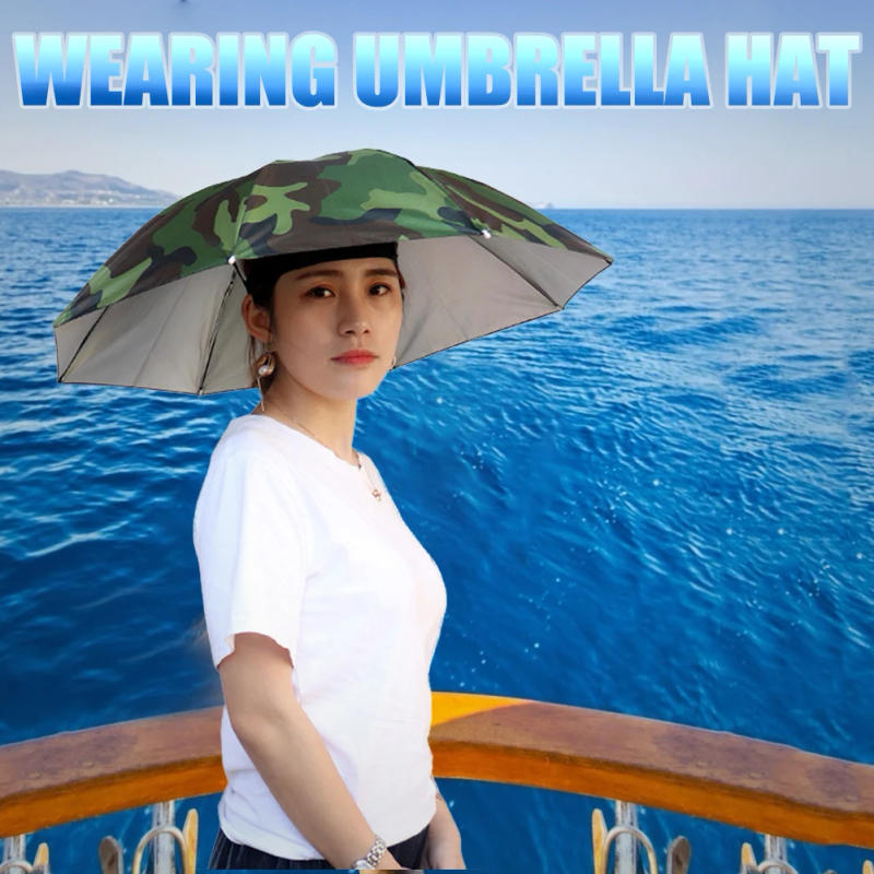 Description Picture 4 of itemFoldable Umbrella Hat Outdoor Fishing Hats Sun Shade Headwear Anti-Rain Head-Mounted Hiking Camping Shade Umbrella Caps