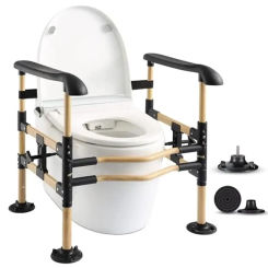 Adjustable Toilet Safety Rail Elderly Assistance Handicapped Support Stable Easy Install Foldable Storage 350lbs Capacity