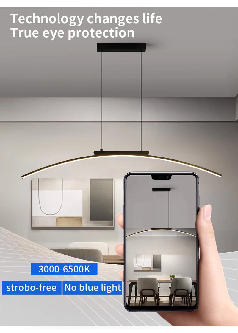 Description Picture 4 of itemPendant Lamp Minimalist Curve Hanging Light Adjustable Height LED Dining Energy Saving Light for Kitchen Dining Room Hotel Light