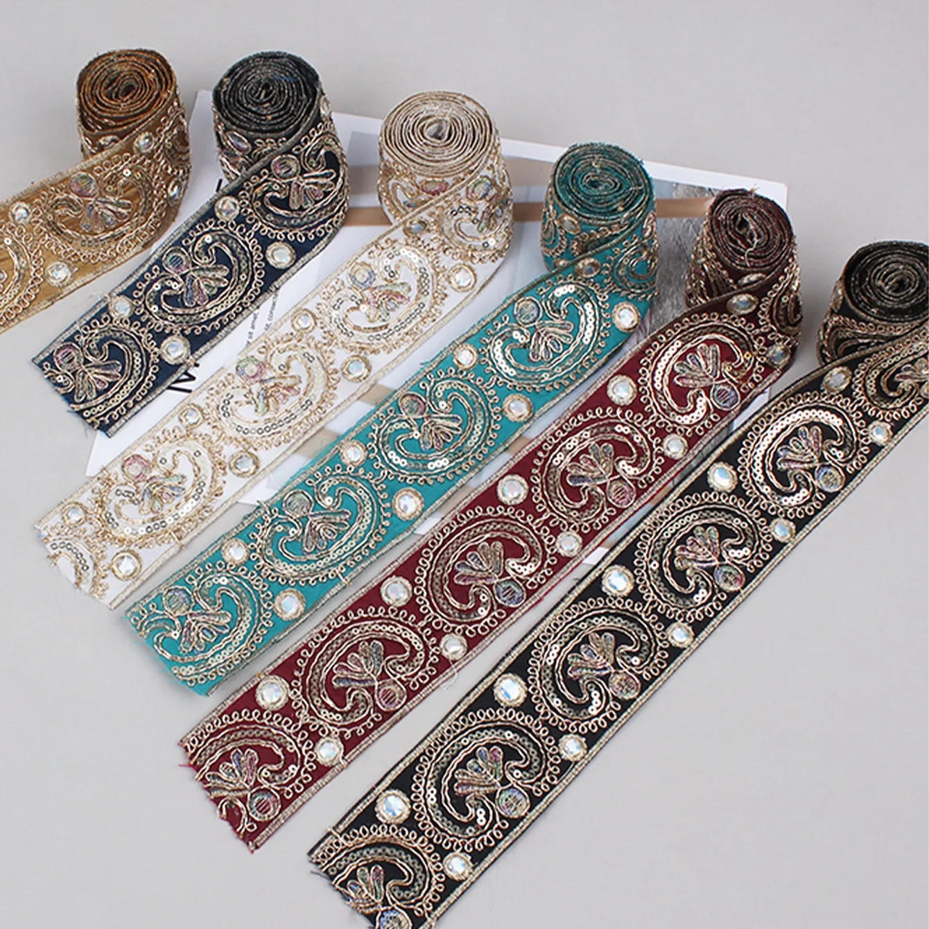 Description Picture 5 of itemEthnic Tapes for DIY Sewing, Sequin Ribbon, Clothing Accessories, 1 Yards