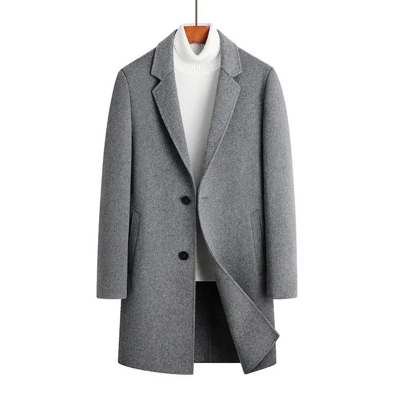 Description Picture 5 of itemWinter Men's Youth Solid Color Lapel Single Breasted Casual Coat Jacket