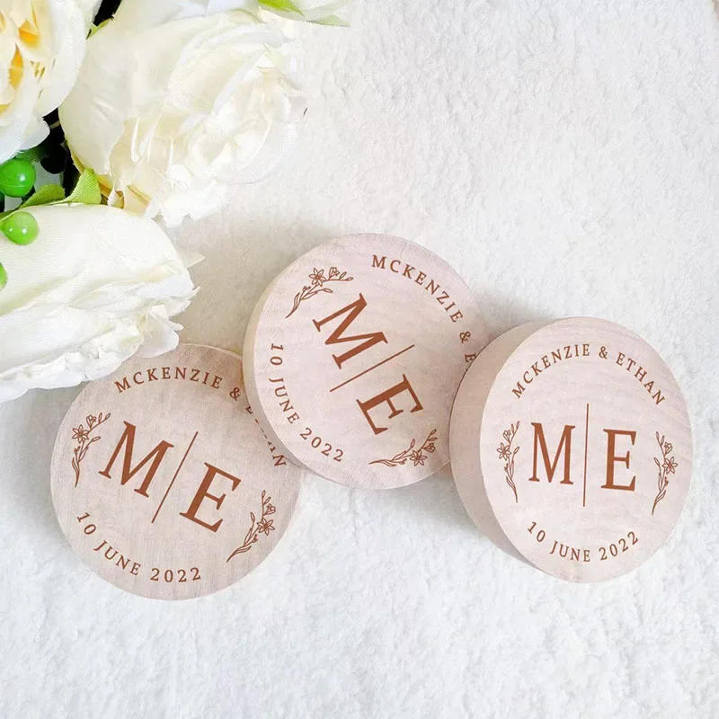 Description Picture 3 of itemPersonalised Wooden Bottle Opener Engraved Magnetic Wooden Round Opener Bridesmaid Wedding Favors Custom Baptism Christmas Gift