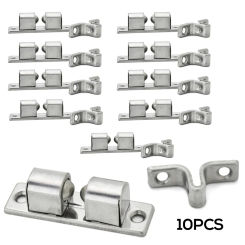 10pcs Double Roller Door Lock Furniture Cabinet Door Closet Brass Double Ball Catch Tension Latch 50mm Door Bolts