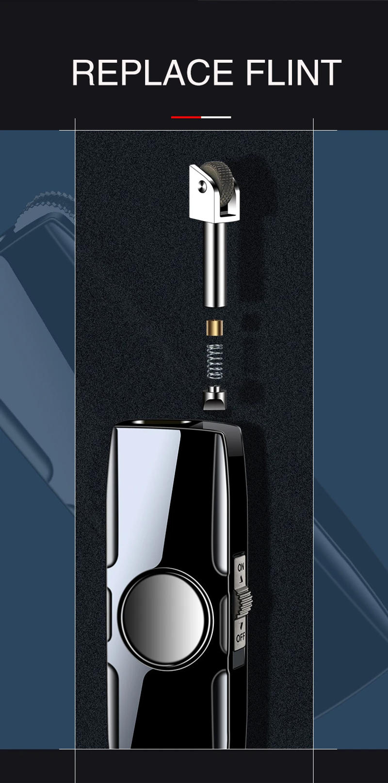 Description Picture 6 of itemMetal Fidget Spinner Cool Butan Gas Lighter Windproof Blue Flame Nozzles Turbo Torch Jet Lighter Cigar Smoke Accessories Gadgets