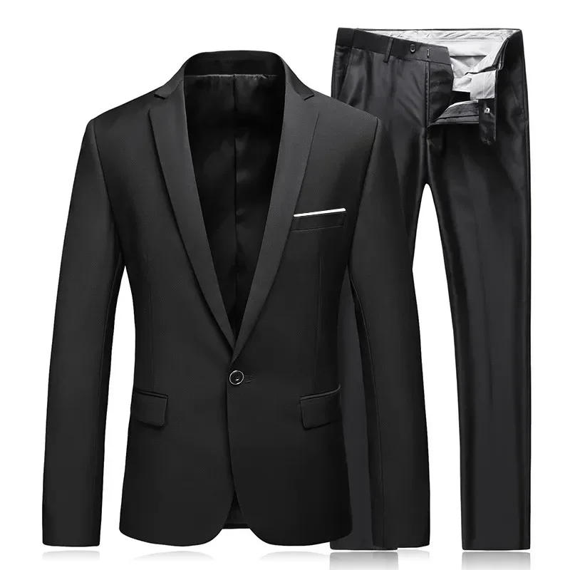 Description Picture 5 of item2023 Men's Business Fashion High Quality Gentleman Black 3 Piece Suit Set / Blazers Coat Jacket Pants Classic Trousers Vest