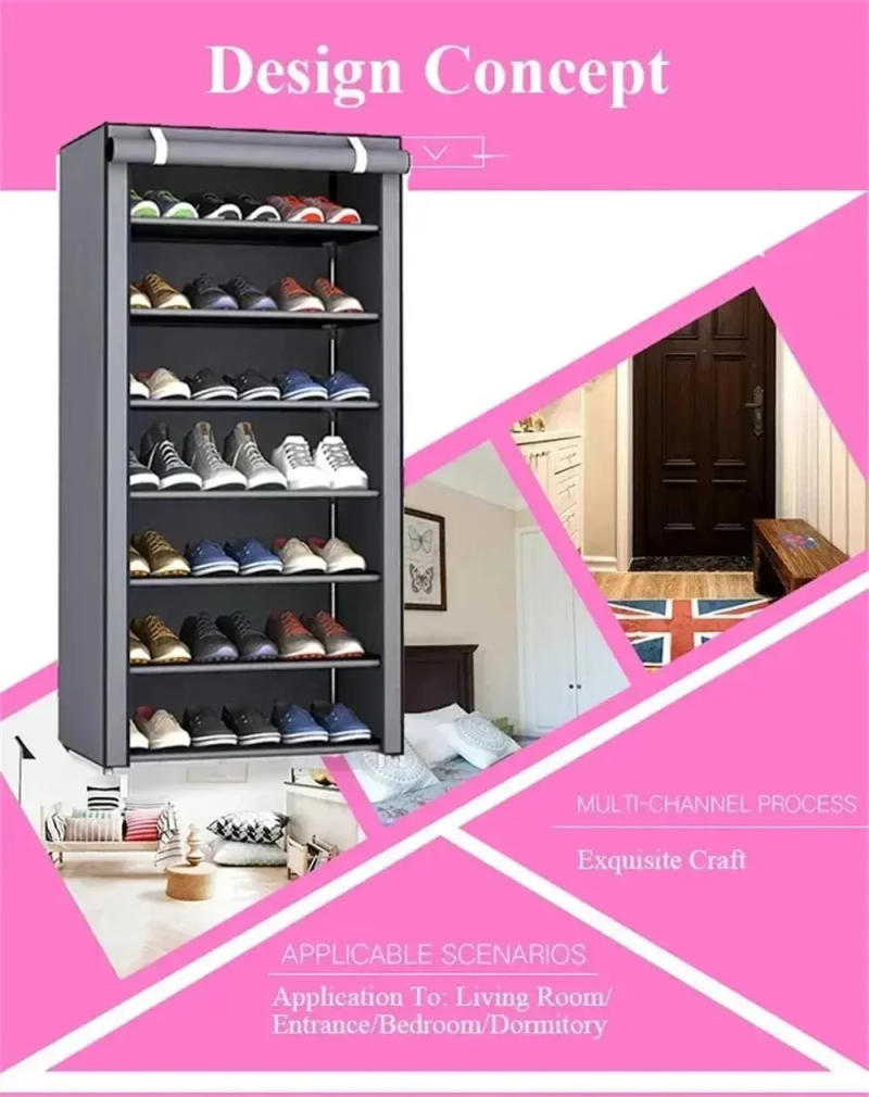 Description Picture 3 of itemMultilayer Shoe Rack Organizer Nonwoven Fabric Hallway Entryway Stand Holder Space Saving Cabinet Home Furniture Dustproof Shelf